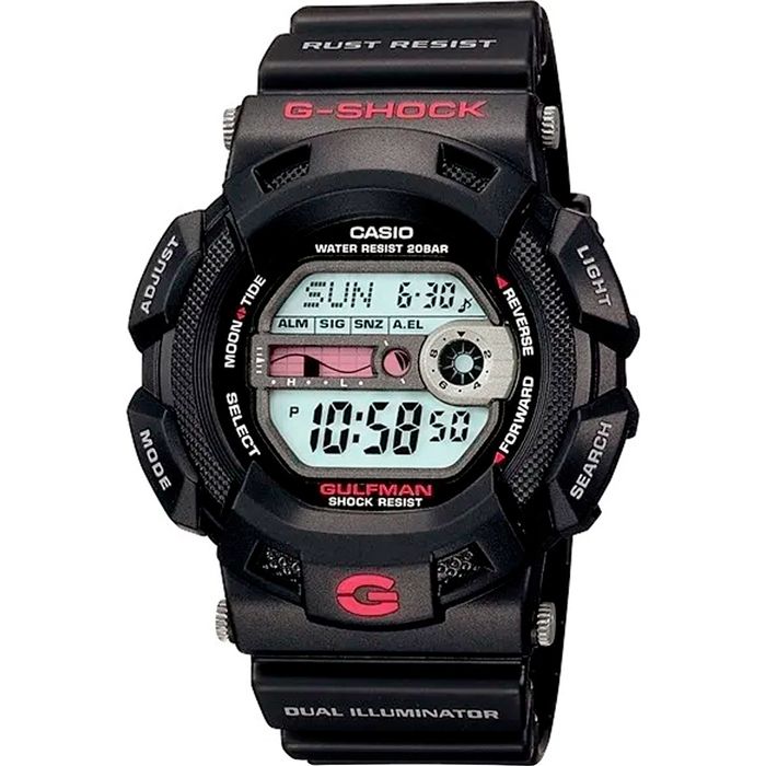 CASIO カシオ Ｇ-SHOCKMASTER OF Ｇ-SEA GULFMAN Relógio CASIO G-SHOCK Gulfman caseback titânio G-9100-1DR - aconfianca