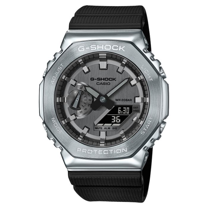 CASIO G-SHOCK GM-2100 シルバー/ブラック Relógio CASIO G-SHOCK masculino prata preto GM-2100-1ADR - aconfianca
