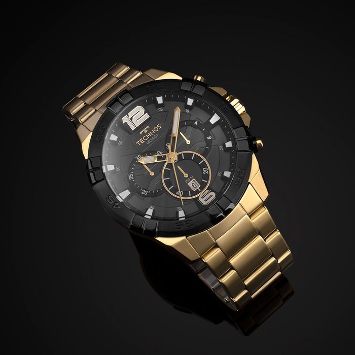 Relógio TECHNOS masculino dourado cronógrafo JS26AEU/1P - aconfianca