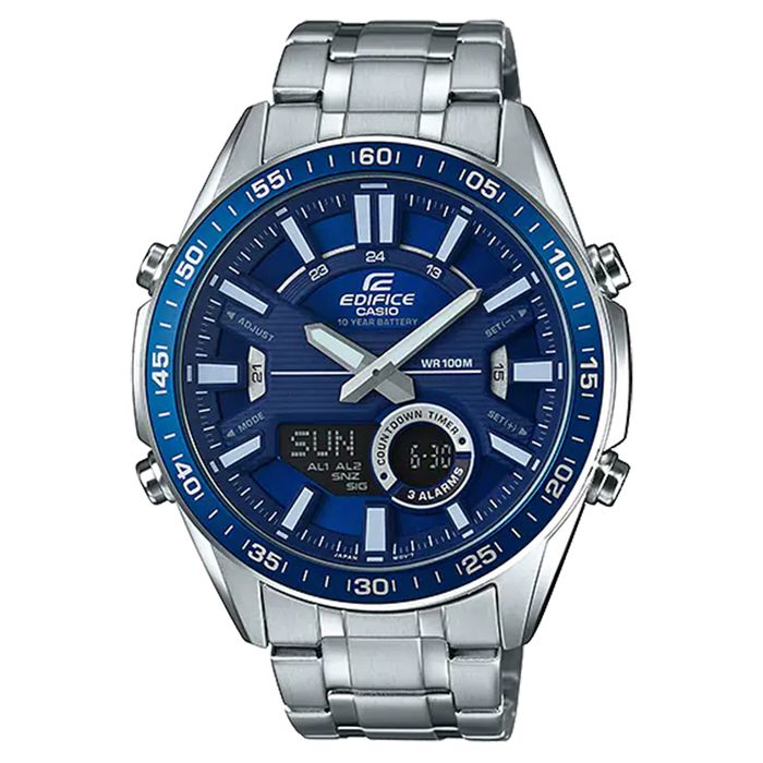 Relógio CASIO EDIFICE masculino anadigi aço EFV-C100D-2AVDF