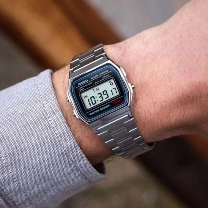 Relógio CASIO VINTAGE unissex digital prata A158WA-1DF - aconfianca