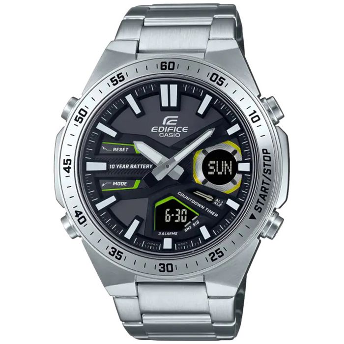 Relógio CASIO EDIFICE anadigi prata EFV-C110D-1A3VDF - aconfianca