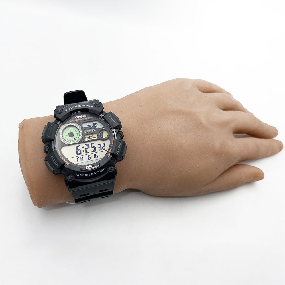 Reloj Casio Digital Ws-1500h-5av Para Hombre E-watch Color De La Correa Cafe Color Del Bisel Negro