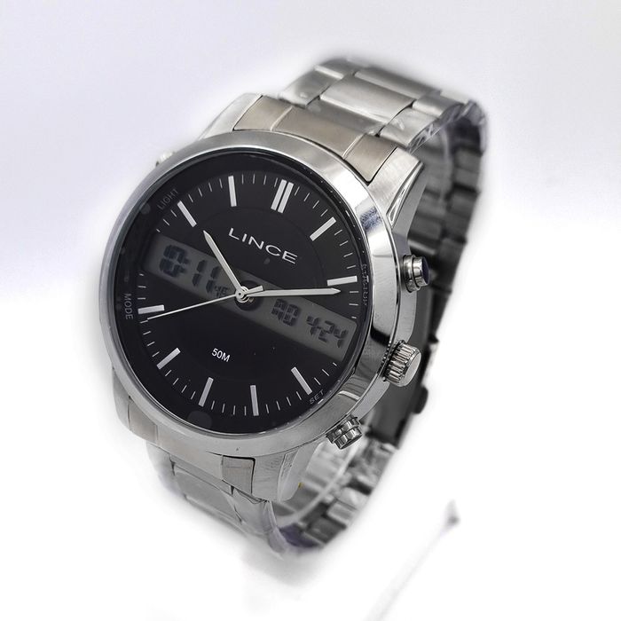 Relógio LINCE anadigi masculino prata MAM4489L P1SX - aconfianca