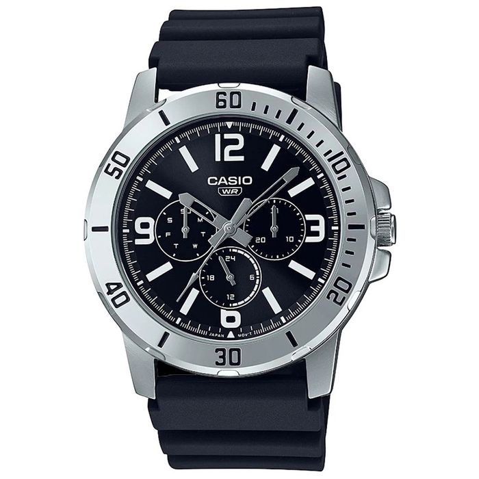 Relógio CASIO masculino preto borracha MTP-VD300-1BUDF - aconfianca