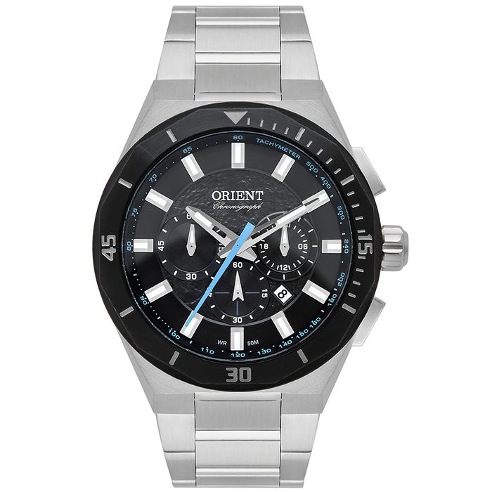 Relógio ORIENT masculino analógico preto azul MBSSC253 PASX