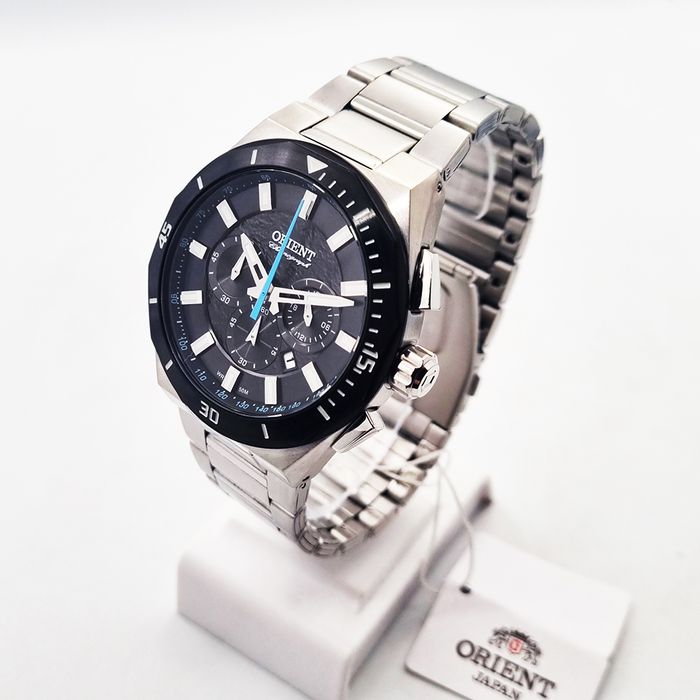 Relógio ORIENT masculino analógico preto azul MBSSC253 PASX