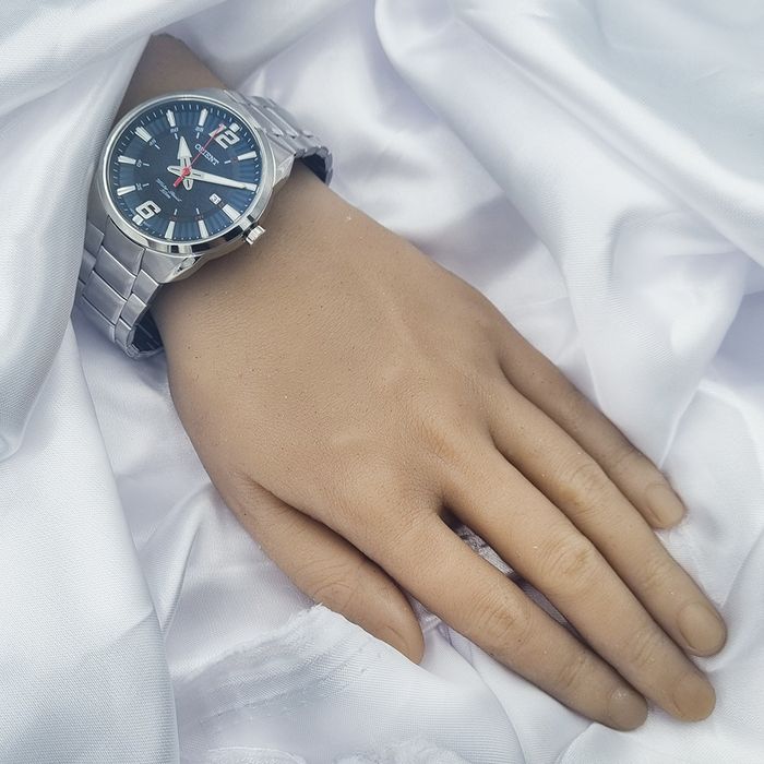 Relógio ORIENT masculino analógico azul prata MBSS1461 D2SX