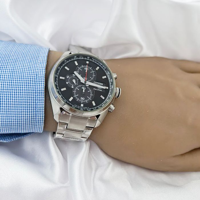 Relógio CITIZEN eco-drive masculino cronógrafo preto TZ30240T
