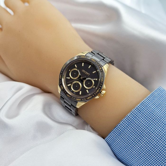 Relógio ORIENT feminino cinza dourado FTSKM004 G1GX - aconfianca