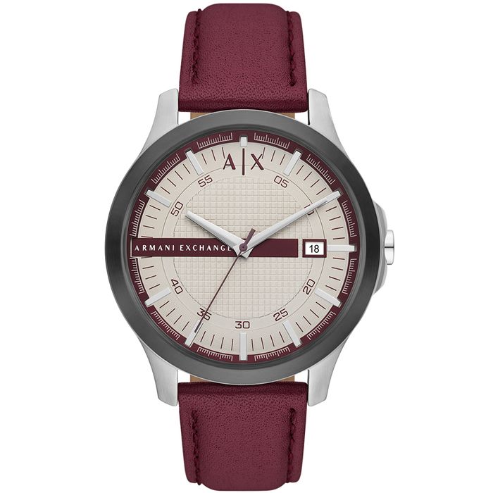 achan　1001 Relógio AX couro vermelho masculino AX2452B1 T1WX - aconfianca
