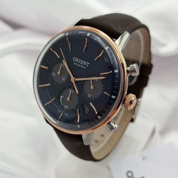 （＾ω＾） Relógio ORIENT masculino solar cronógrafo azul MTSCC050 D1NX