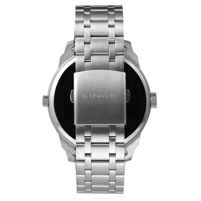 Relógio LINCE masculino dual time prata preto MRMH162L P2SX