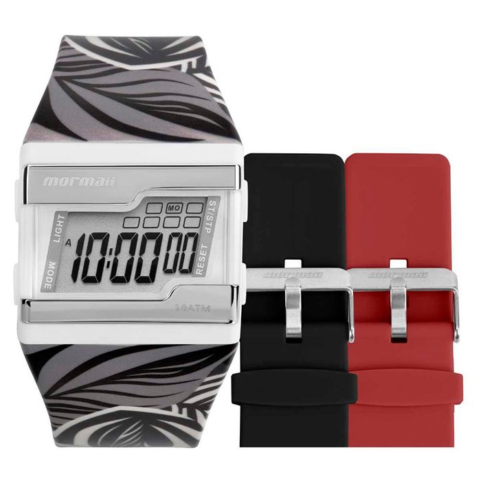 Relógio MORMAII KIT troca pulseira unissex estampado FZNB/8P