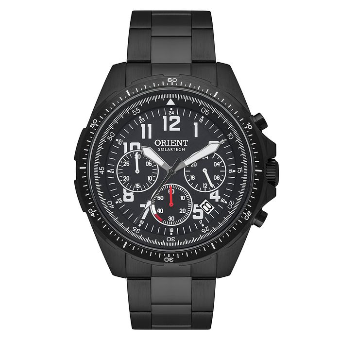 Relógio ORIENT masculino cronógrafo solar preto MPSSC032 P2PX
