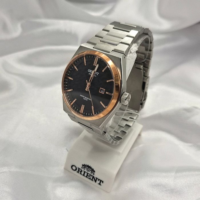 Relógio ORIENT masculino solar prata dourado MTSS1123 P1SX