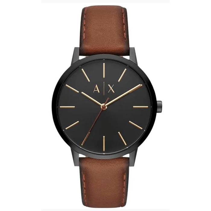 Relógio AX analógico masculino preto couro AX2706B1 P1NX - aconfianca