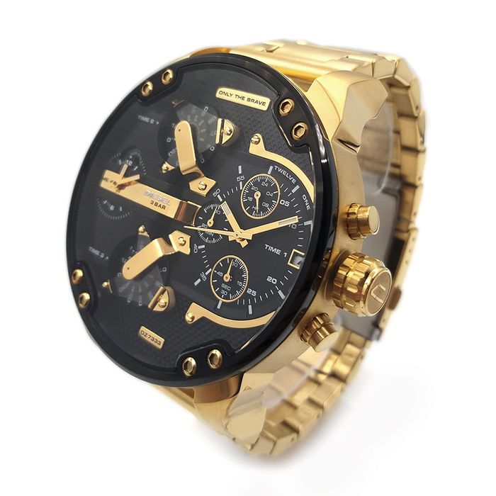 Relógio DIESEL masculino multi-time dourado DZ7333B1 P1KX - aconfianca