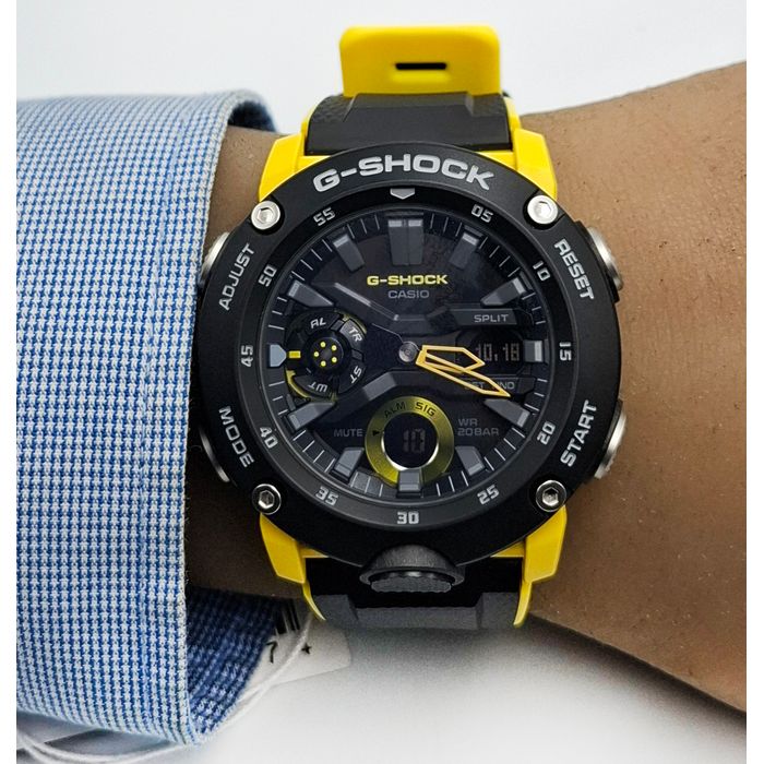 G-SHOCK GA-2000 ブラック/イエロー Casio G-Shock GA-2000-1A9 Relógio masculino analógico digital de