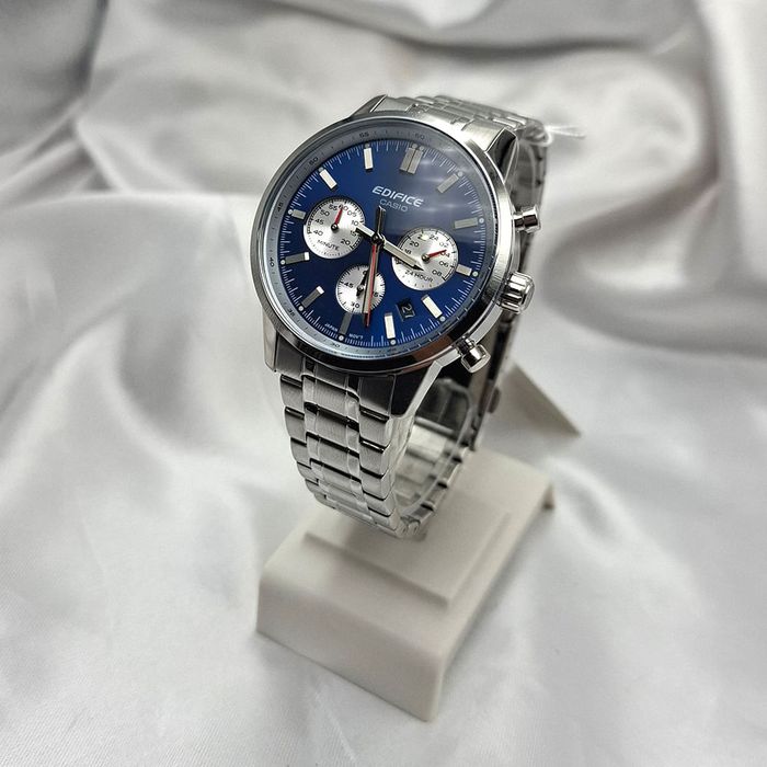 Relógio CASIO EDIFICE masculino prata azul EFR-575D-2ADF - aconfianca