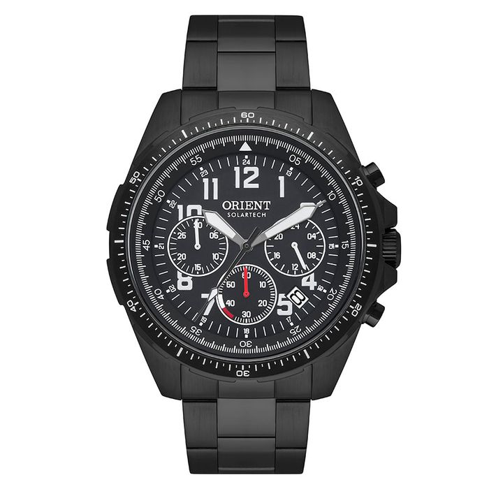 Relógio ORIENT masculino cronógrafo solar preto MPSSC032 P2PX