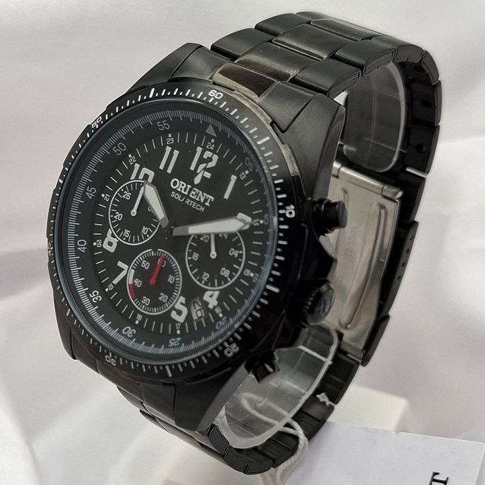 Relógio ORIENT masculino cronógrafo solar preto MPSSC032 P2PX