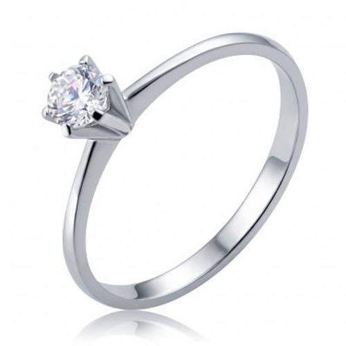Anel de Prata Solitário Zircônia 4mm Mod44749